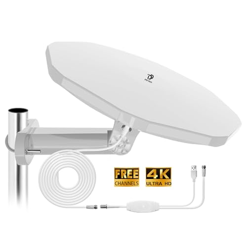 Antena de TV al Aire Libre, Antena de televisión Inteligente 360 ​​° Recepción, fácil de Instalar, Puede Recibir Canales de 4k 1080p