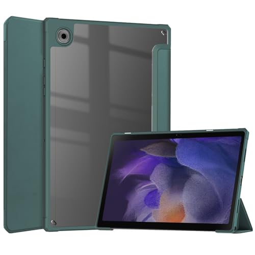 Coque Samsung Tab A8 10.5 avec porte-crayon, étui vert foncé mince et transparent