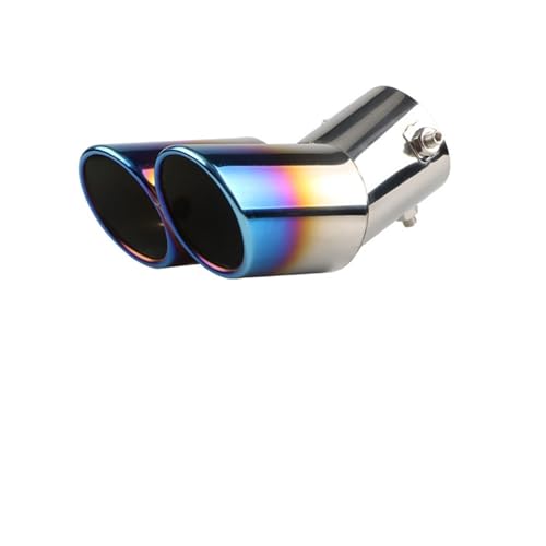 Car End Pipes Black+Silver Universal Dual Outlet Car Exhaust Tip Stainless Steel Slant Rolled for Edge Auto Muffler Silencer(3)