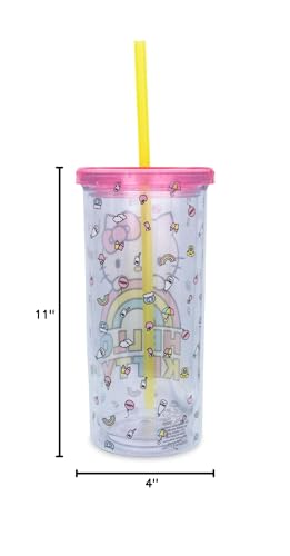 Image of Silver Buffalo Sanrio Hello Kitty Plastic Tall Cold Cup with Lid and Straw, 20 Ounces (Pack of 12)