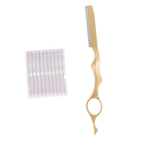 FOMIYES Manual Hair Cutting Knife Hair Thinning Razor for Women Barber Salon with 10 Blades Comfortable Grip