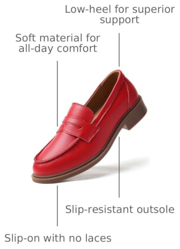 Image of Penny Loafers for Women Non Slip Work Shoes for Women's Loafers & Slip-Ons Ladies Business Casual Shoes Driving Flats