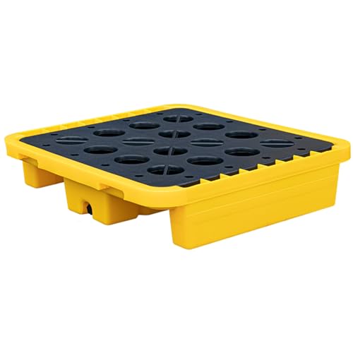 Palettes de confinement des déversements modulaires en polyéthylène jaune et noir pour usine