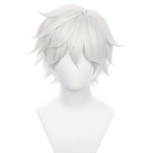 Grey White Anime Short Cosplay Wigs with Curly Heat Resistant Role Costume Hairs for Men Cos Part Halloween Replacement Wigs - Image 2