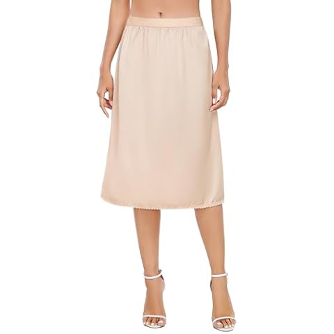 Vlazom Women's Satin Half Slip with Lace Hem Cover
