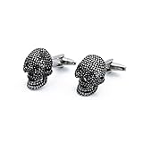 Cool Punk Skull CuffLinks Unique Halloween Skeleton Cufflinks Tuxedo Shirt Gothic Shirt Studs Button for Men Theme Party Groomsmen Gift Pirate Suit Accesorries Jewelry (Black)
