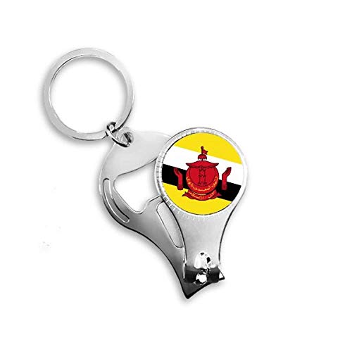 Brunei National Flag Asia Country Nail Nipper Ring Key Chain Bottle Opener Clipper
