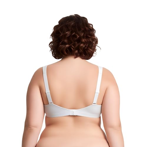 Image of Curve Muse Plus Size Minimizer Unlined Wireless Bra with Lace Embroidery-3Pack