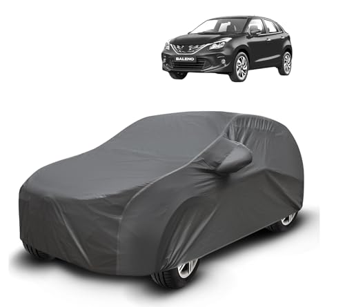 Image of Auto Hub Waterproof Car Cover Compatible with Maruti Baleno (Model : 2022 -Till Date) with Mirror Pockets, Soft Cotton Lining, Baleno Car Cover Waterproof, Grey