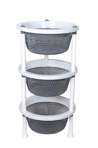 Image of TeDeMel Desire 3 Virgin Plastic Dish Rack | Multipurpose Storage Basket for Onion Potato & Vegetables | Kitchen Tray Rack for Household Use | Durable & Lightweight | Any Color Sent