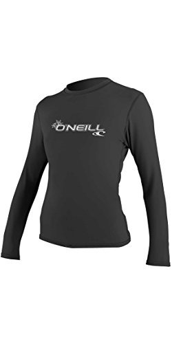 O'NEILL Womens Basic Skins Upf 50+ Long Sleeve Sun Shirt Rash Guards, Black, Large US