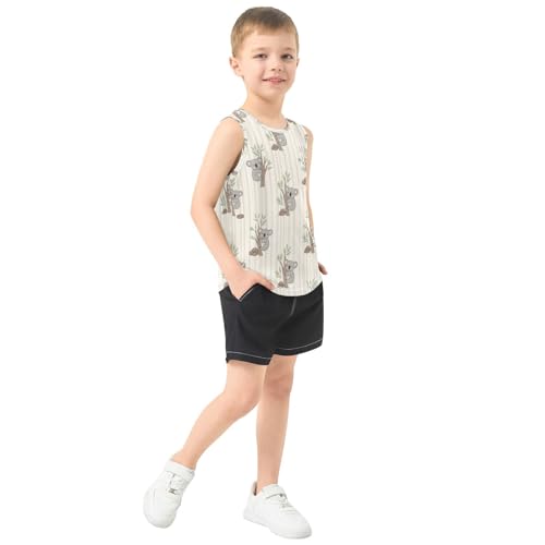 J JOYSAY Koala Leaves Stripes Boys Tank Top Sleeveless Muscle Shirts Quick Dry Active Workout Sport Kids T-Shirts 3-15T4