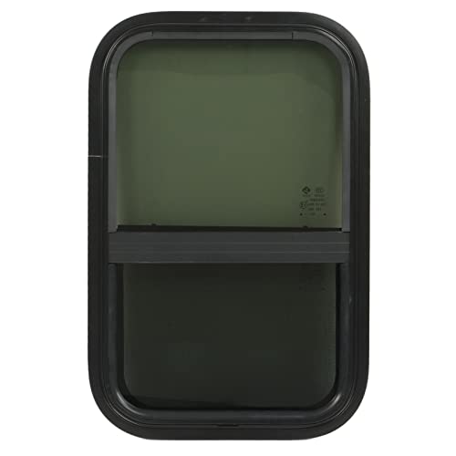 MDAfwecsa Fenêtre Coulissante 1000x400mm Camping-Car - Verre Trempé Noir, Cadre Aluminium, Anti-Moustique