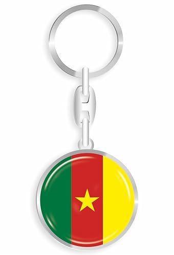 daged Porte-clés Cameroun en métal - Effet 3D + autocollant - RD, multicolore, 33mm