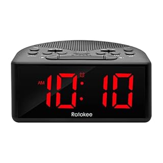 Digital Alarm Clock Radio for Bedroom with AM/FM Radio, Earphone Port, Easy to Read 1.4” LED Digits, Presets, Sleep Timer, Dimmer, Snooze and Battery Backup