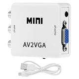 QWORK Video Converter, 480P Mini AV to VGA Adapter, High-Resolution Composite TV Set-Top Box Audio Converter, 60/75Hz Refresh Rate, Plug & Play