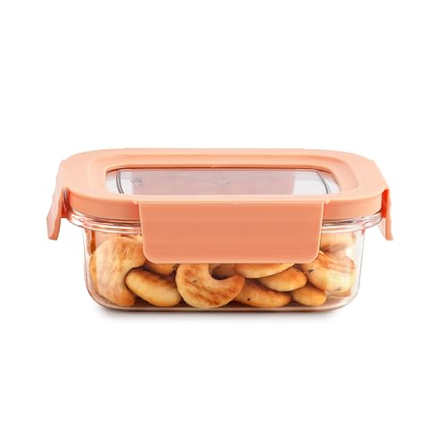 Image of CELLO Stylelock Pet Storage Container for Kitchen 620ml Baby Orange | Freezer & Fridge Safe Stackable Airtight Kitchen Storage Container Jar Box Set for Biscuits Bread Coffee Fruits Pasta Flour Spices