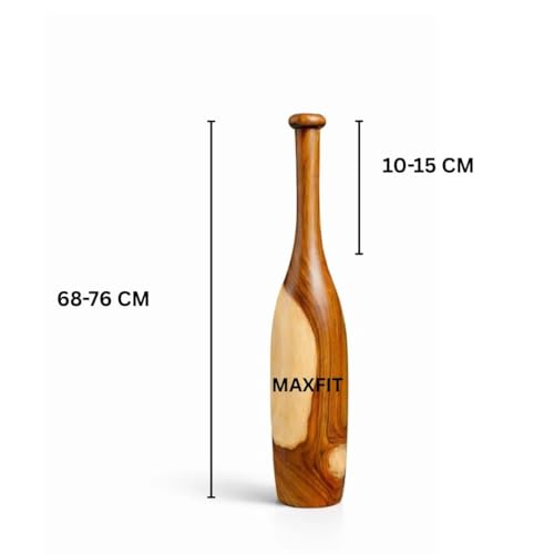 Image of Traditional Wooden Oval Shaped Mugdar for Strength Training and Agility, Indian Exercise Club, Premium Teak Wood Construction (4, Kilograms)