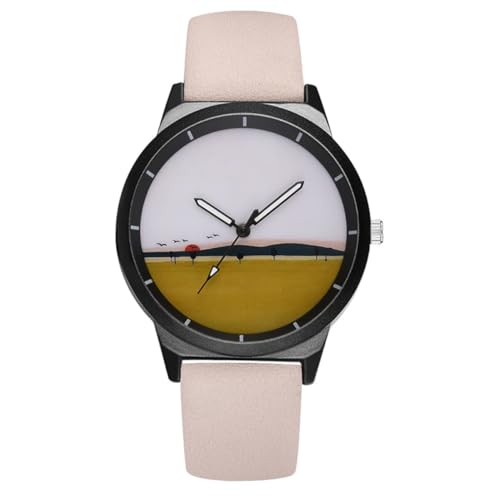 SAFIGLE 1 Pieza Reloj de Cuarzo para Parejas Reloj Casual Decorativo de Moda Color Beige Diseño Simple y para Ocasiones Cotidianas