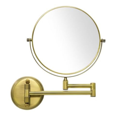 GURUN 8" Wall Mounted Makeup Mirror with 10X Magnification,Two-Sided Swivel Bathroom Mirror,Antique Satin Brass Finish M1306K(8in,10x) Cover