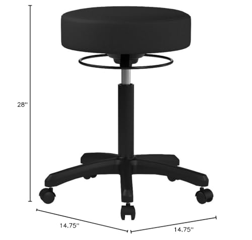 Image of Perch Life Height Adjustable Stool | Medium Bench Height 20.5-28 inch | Black Fabric