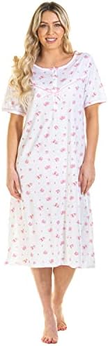 Ladies Cotton Rich Jersey Short Sleeve Floral Nightie Nightdress, Ivory,  S-M : Amazon.com.au: Clothing, Shoes u0026 Accessories