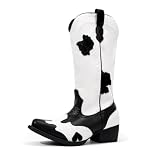 GLDNTM Women's Cow Print Western Cowboy Boots – Faux...