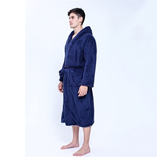 Hooded bathrobe men's robe winter warm long-sleeved plush men's dressing gown robe4