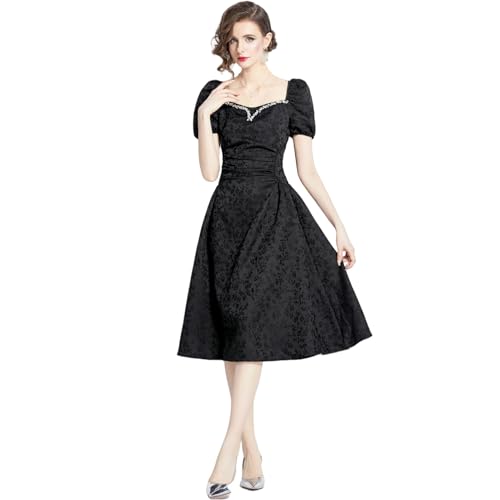 Robe midi en jacquard et col carré pour vos soirées chic