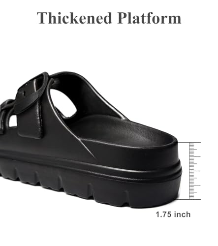 Womens Platform Sandals with Arch Support, Summer Beach Slides with Adjustable Buckle, Comfort Lightweight Chunky Cushion Slip on Sandal4