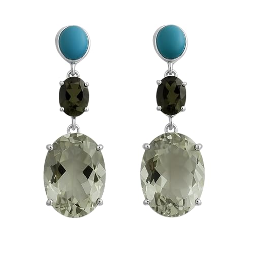Boucles d'oreilles turquoise et pierres naturelles pour tenue chic