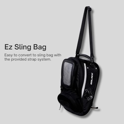 Image of SOLACE QStash Tank Bag for Motorcycles, Non Magnetic, 1680D Polyester, 12-18 Litre Expandable, with Sling Strap with Free RainLiner Cover