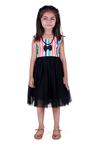 Image of TAGAS Baby-Girl's Valantino & Net Fit and Flare Standard Length Dress (KD-405-PINK-7 Pink 7 8 Years)