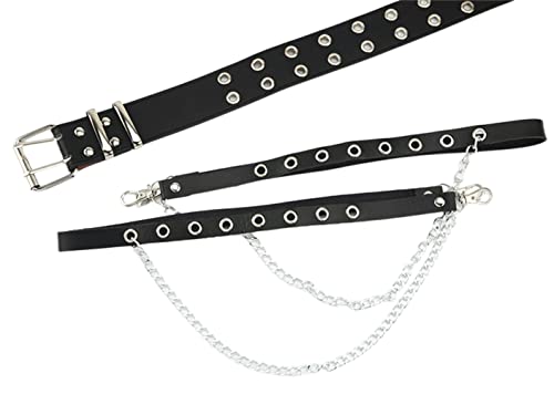 HeiBai Xiong Punk Goth Belts Rock Leather Waist Chain Belt For Women4