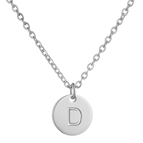 AFSTALR Damen Initialen Kette D Buchstaben Anhänger Silber Kette mit Herzen Geburtstagsgeschenk für Mädchen