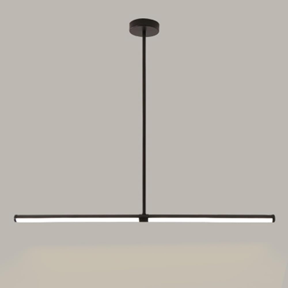 Lampadari a LED Neri, lampade a Sospensione lineari per Sala da Pranzo, lampadario per Isola Cucina, plafoniera, 100 cm, 28 W, lampade a Sospensione per Tavolo, Ufficio, Bar, stell