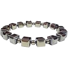 Handmade Pyrite Stretch Bracelet 8mm Cube and Round Beads Leo Birthstone Solar Plexus Chakra Approx. 7 Inch Wrist Size