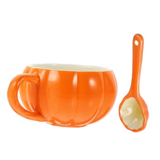 RUNROTOO 1 Juego Taza De Calabaza De Cerámica Tazones De Sopa De Calabaza Otoño Tazas Taza De Calabaza Naranja Decoración De Halloween Oficina Cara De Calabaza Víspera De Todos Los Santos