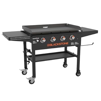 Blackstone Portable Outdoor Gas Griddle 4 Burner Propane Flat Top Grill, BBQ Cooking Station for Camping and Backyard, 36 Inch Cooking Surface, Black