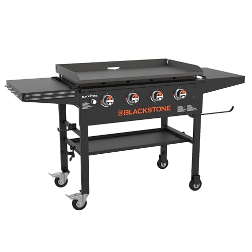Blackstone 36" Grill & Gas Griddle with Dual Side Shelves & Powder Coated Steel, Black - Portable Outdoor Cooking Equipment and Station for BBQ, Frying, and Grilling