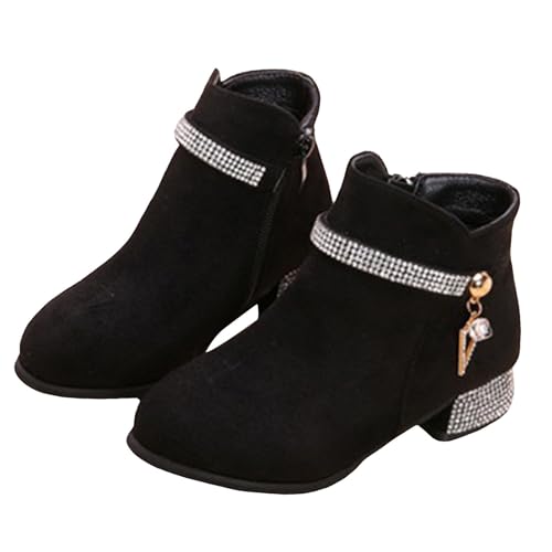 IWIHMIV Girls Dress Boots Ankle Boots for Girls Toddler Low Chunky Heel Side Zipper Short Dress Booties4