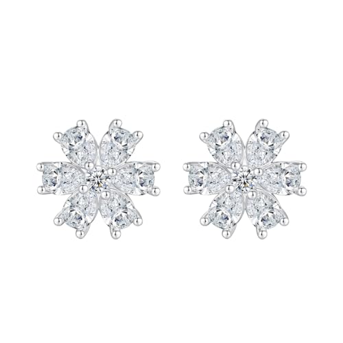 Boucles d'oreilles moissanite fleur or 14k anti-allergie puces confort