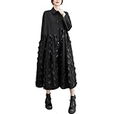 [Ｍｉｎｅｓａｍ] ロングワンピース レディース シャツワンピース 長袖 プリーツワンピース レディース 秋 きれいめ バイカラー 切り替え 着痩せ おしゃれ (03 ブラック,Free)