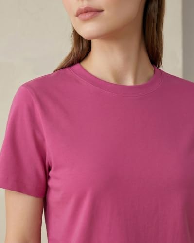 Image of NOBERO 100% Cotton T-Shirts for Women Stylish | Regular Fit | Solid T Shirts for Women 180 GSM Combed Cotton | Crew Neck Half Sleeve