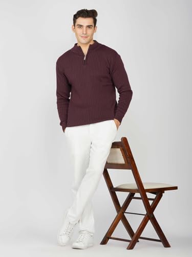 Image of LOQUE Men's Wool Blend Selection Sweater Half Zip High Neck Pullover Warm Casual Winter Wear for Office and Travel
