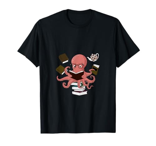 Octopus Holding Books Teacher Book Lover Reading T-Shirt