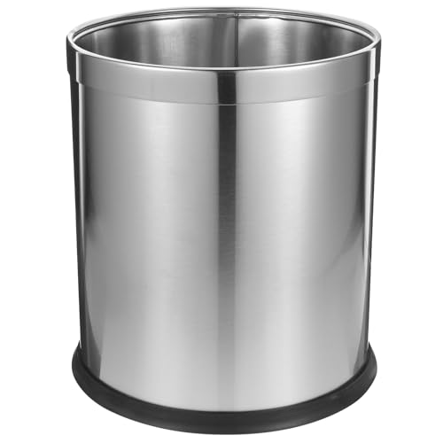 SECFOU Cubo de Basura de Acero Inoxidable 12l Papelera Metálica para Baño y Dormitorio Bote de Basura Simple y Resistente de Metal para Hogar y Oficina