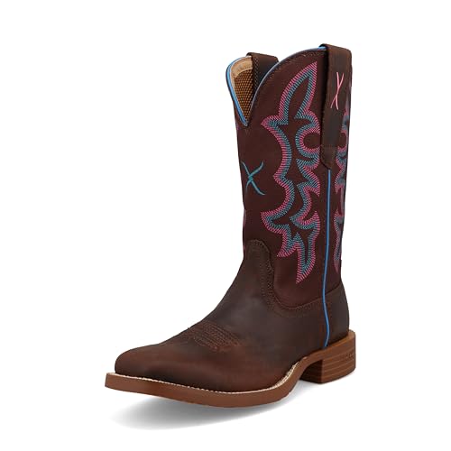 Twisted X Women's 11" Tech X Boot, Wide Square Toe with CellStretch and Tech X, Chocolate Truffle & Dark Brown, 8.5 B