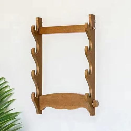 SUYUDD Wall Mount Sword Holder Display Stand, Wood Sword Holder Rack for Martial Arts Axe, Knife, Dagger, Lightsaber and Fishing Rod Holder Etc