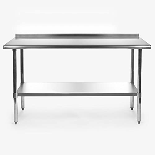 Stainless Steel 60 x 24 inch Heavy Duty NSF Certified Work Bench Prep Table with Backsplash